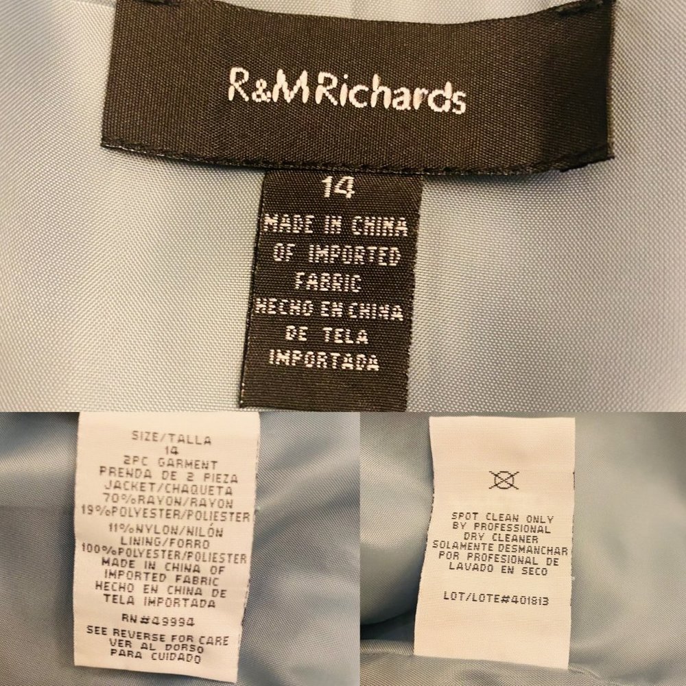 R&M Richards Tafetta 2Piece Gown and Bolero Set NWT Blue Sz 14 Style Vintage 80s - Picture 13 of 14